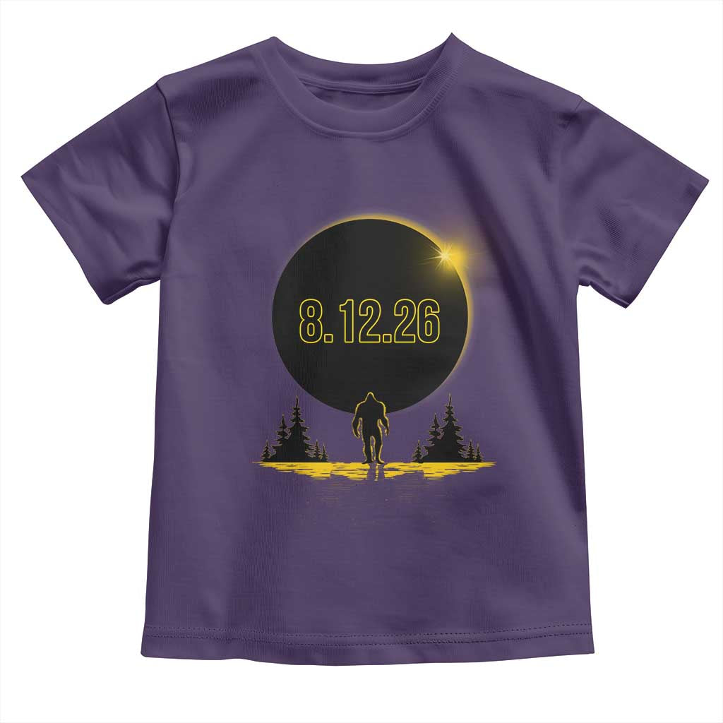 Bigfoot August 12 2026 Total Solar Eclipse Toddler T Shirt Totality Sasquatch Cryptid Stargazer Memorabilia TS02 Purple Print Your Wear