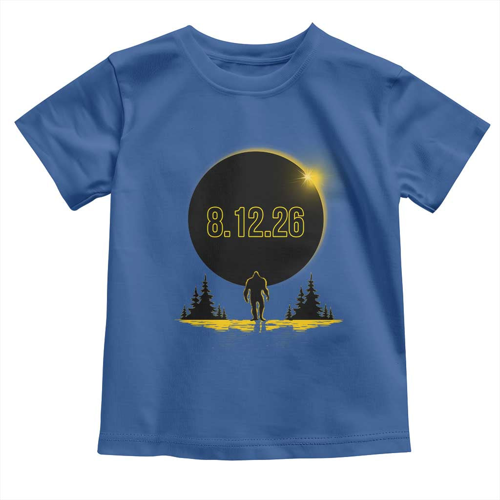 Bigfoot August 12 2026 Total Solar Eclipse Toddler T Shirt Totality Sasquatch Cryptid Stargazer Memorabilia TS02 Royal Blue Print Your Wear