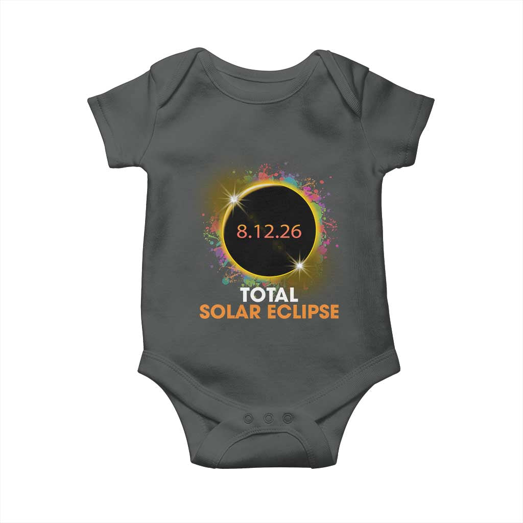 Colorful Paint Splatter 2026 Total Solar Eclipse Totality Astronomy Baby Onesie TS02 Dark Heather Print Your Wear
