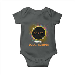 Colorful Paint Splatter 2026 Total Solar Eclipse Totality Astronomy Baby Onesie TS02 Dark Heather Print Your Wear