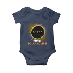 Colorful Paint Splatter 2026 Total Solar Eclipse Totality Astronomy Baby Onesie TS02 Navy Print Your Wear