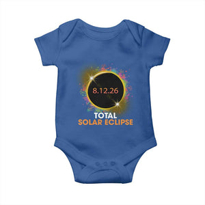 Colorful Paint Splatter 2026 Total Solar Eclipse Totality Astronomy Baby Onesie TS02 Royal Blue Print Your Wear