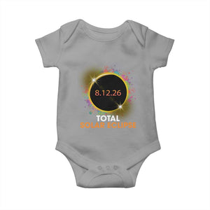 Colorful Paint Splatter 2026 Total Solar Eclipse Totality Astronomy Baby Onesie TS02 Sport Gray Print Your Wear