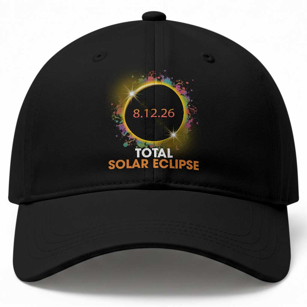Colorful Paint Splatter 2026 Total Solar Eclipse Totality Astronomy Baseball Cap TS02 Print Your Wear