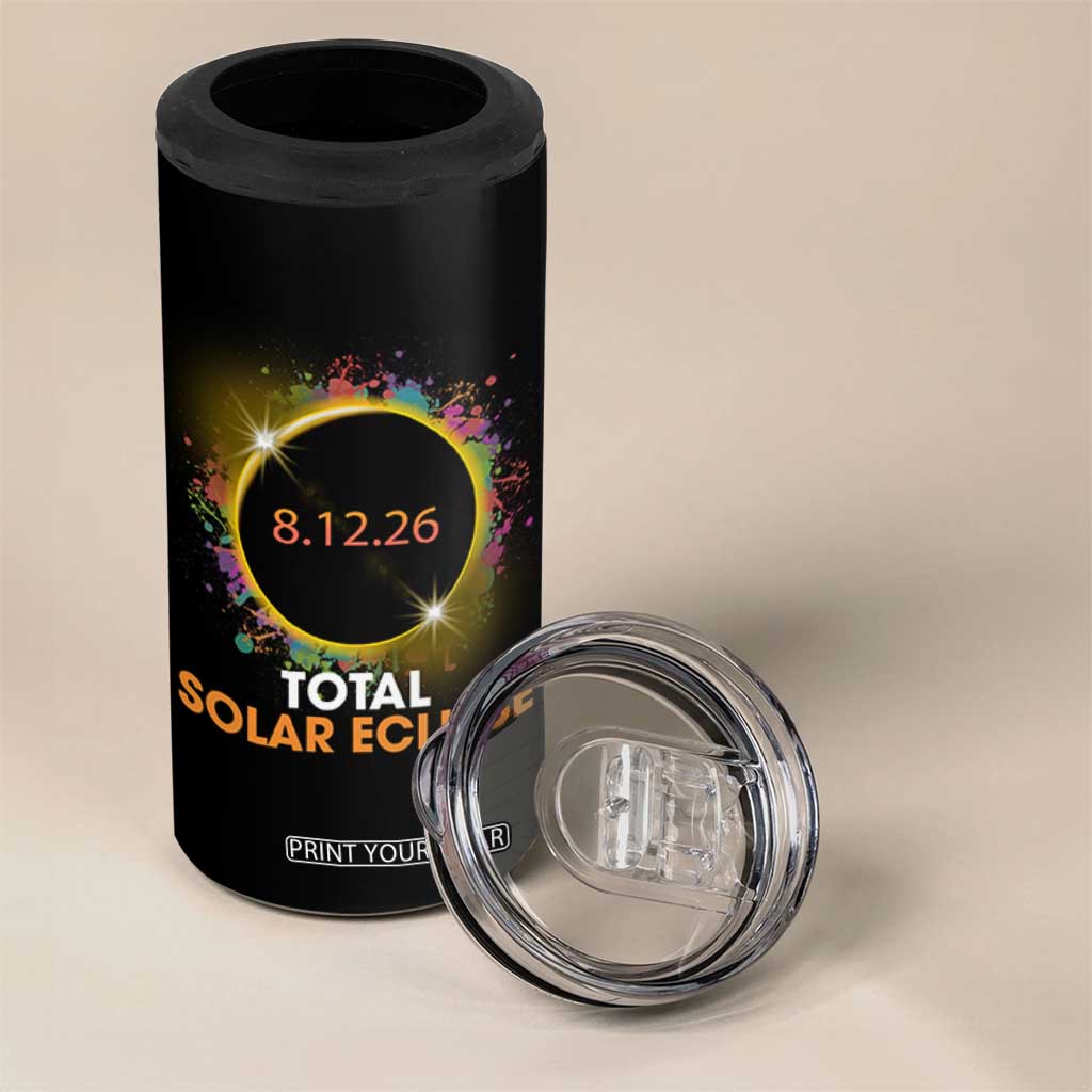 Colorful Paint Splatter 2026 Total Solar Eclipse Totality Astronomy 4 in 1 Can Cooler Tumbler TS02 Print Your Wear