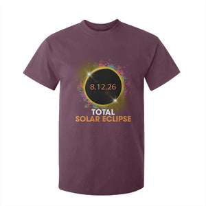 Colorful Paint Splatter 2026 Total Solar Eclipse Totality Astronomy T Shirt For Kid TS02 Maroon Print Your Wear