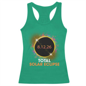 Colorful Paint Splatter 2026 Total Solar Eclipse Totality Astronomy Racerback Tank Top TS02 Irish Green Print Your Wear