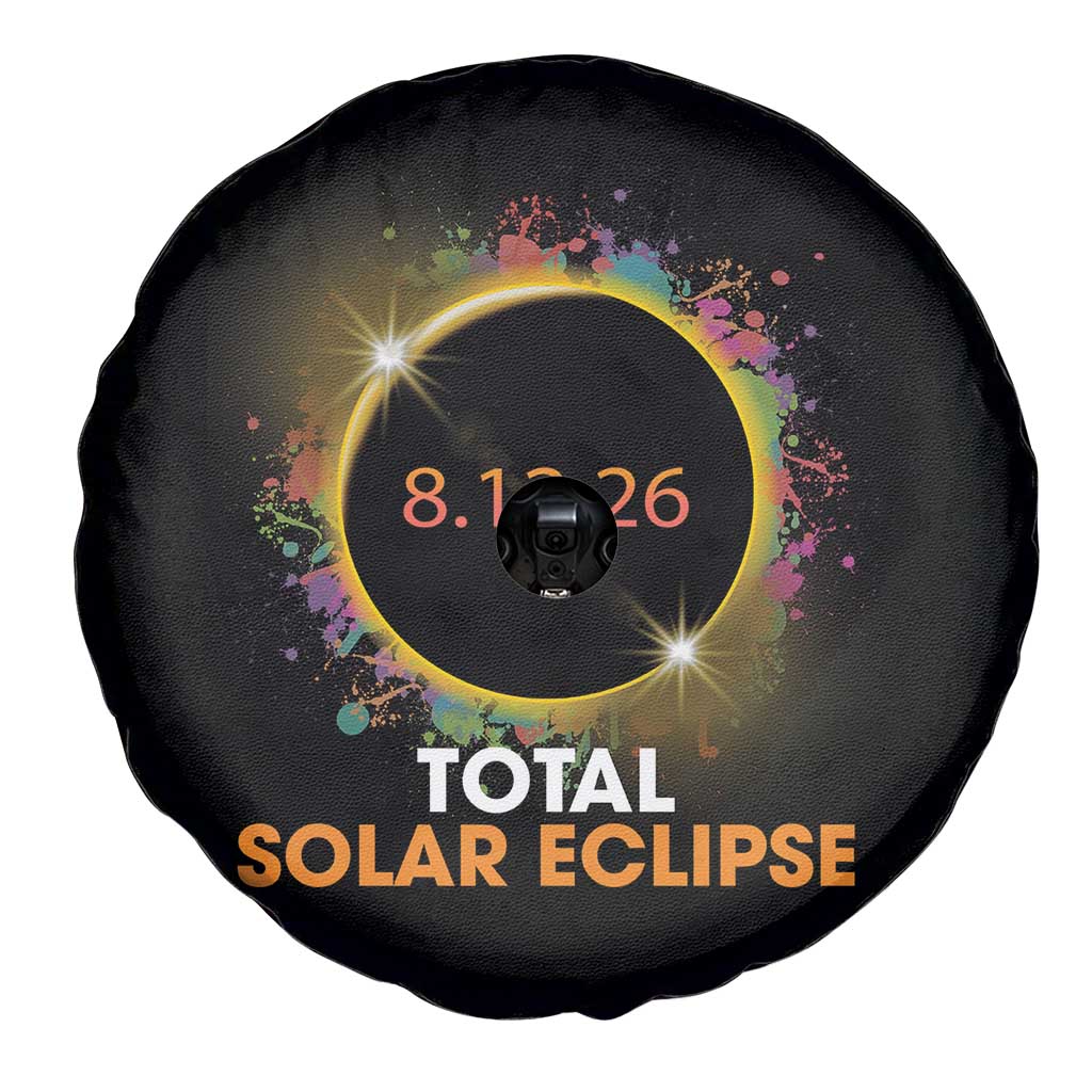 Colorful Paint Splatter 2026 Total Solar Eclipse Totality Astronomy Spare Tire Cover TS02 Print Your Wear