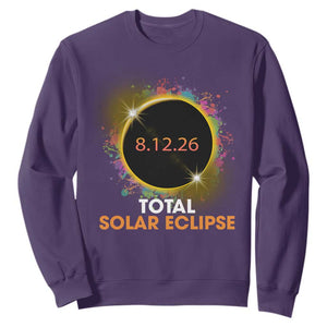 Colorful Paint Splatter 2026 Total Solar Eclipse Totality Astronomy Sweatshirt TS02 Purple Print Your Wear