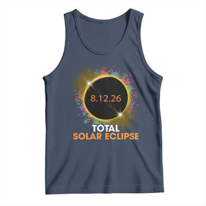 Colorful Paint Splatter 2026 Total Solar Eclipse Totality Astronomy Tank Top TS02 Navy Print Your Wear