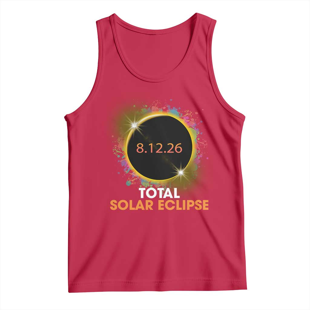 Colorful Paint Splatter 2026 Total Solar Eclipse Totality Astronomy Tank Top TS02 Red Print Your Wear