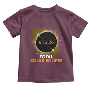 Colorful Paint Splatter 2026 Total Solar Eclipse Totality Astronomy Toddler T Shirt TS02 Maroon Print Your Wear