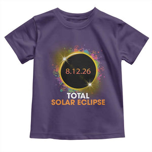 Colorful Paint Splatter 2026 Total Solar Eclipse Totality Astronomy Toddler T Shirt TS02 Purple Print Your Wear