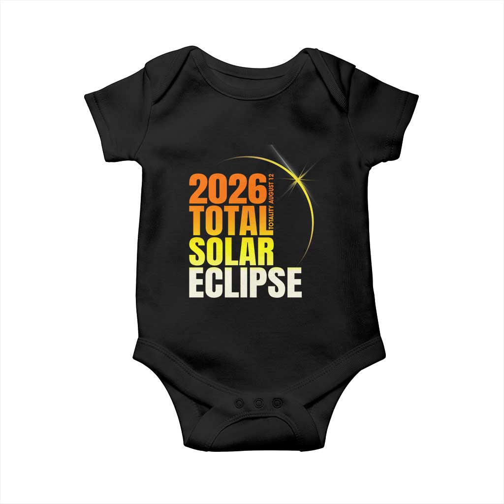 2026 Total Solar Eclipse August 12 Baby Onesie Totality Modern Space Graphic TS02 Black Print Your Wear
