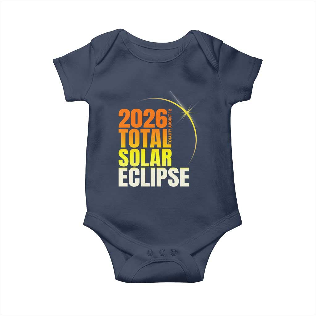 2026 Total Solar Eclipse August 12 Baby Onesie Totality Modern Space Graphic TS02 Navy Print Your Wear