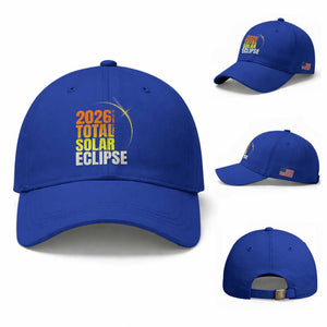 2026 Total Solar Eclipse August 12 Baseball Cap Totality Modern Space Graphic TS02 Baseball Cap Universal Fit Royal Blue Print Your Wear