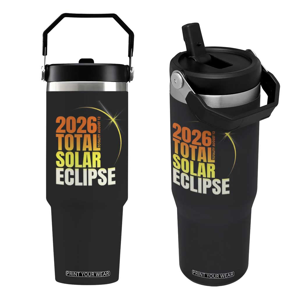 2026 Total Solar Eclipse August 12 Flip Straw Tumbler Totality Modern Space Graphic TS02 One Size: 30 oz Black Print Your Wear