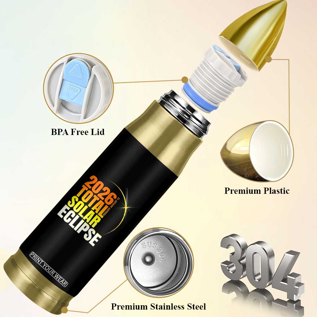 2026 Total Solar Eclipse August 12 Bullet Tumbler Totality Modern Space Graphic TS02 Print Your Wear