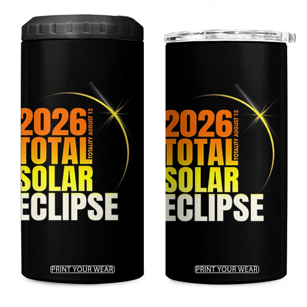 2026 Total Solar Eclipse August 12 4 in 1 Can Cooler Tumbler Totality Modern Space Graphic TS02 One Size: 16 oz Black Print Your Wear