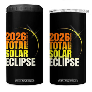 2026 Total Solar Eclipse August 12 4 in 1 Can Cooler Tumbler Totality Modern Space Graphic TS02 One Size: 16 oz Black Print Your Wear