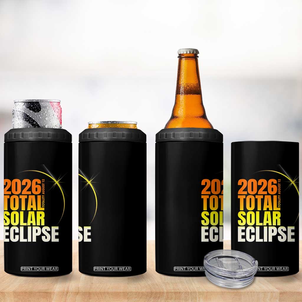 2026 Total Solar Eclipse August 12 4 in 1 Can Cooler Tumbler Totality Modern Space Graphic TS02 Print Your Wear