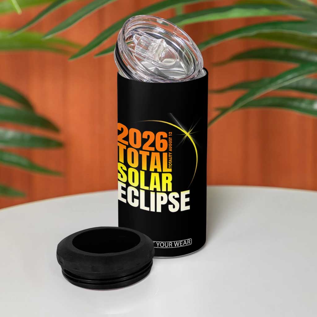 2026 Total Solar Eclipse August 12 4 in 1 Can Cooler Tumbler Totality Modern Space Graphic TS02 Print Your Wear