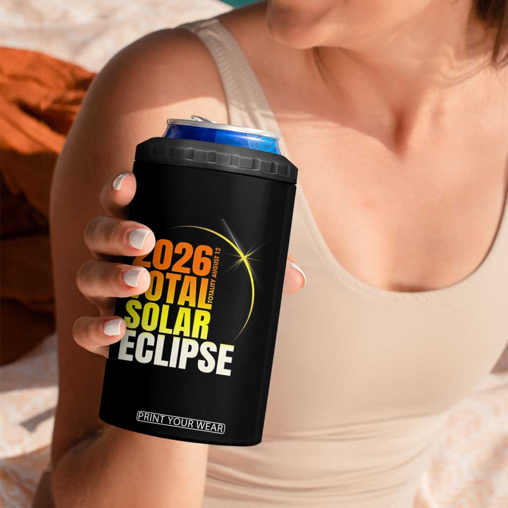 2026 Total Solar Eclipse August 12 4 in 1 Can Cooler Tumbler Totality Modern Space Graphic TS02 Print Your Wear