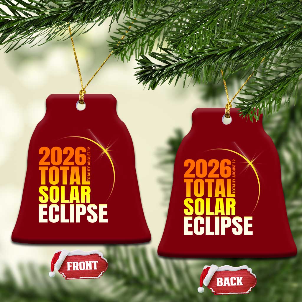 2026 Total Solar Eclipse August 12 Ceramic Ornament Totality Modern Space Graphic TS02 Print Your Wear