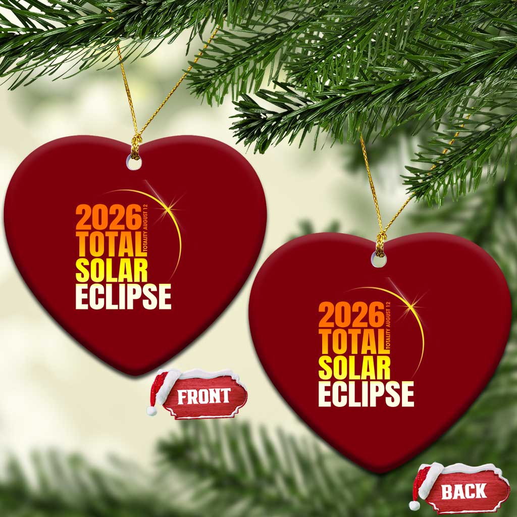 2026 Total Solar Eclipse August 12 Ceramic Ornament Totality Modern Space Graphic TS02 Print Your Wear