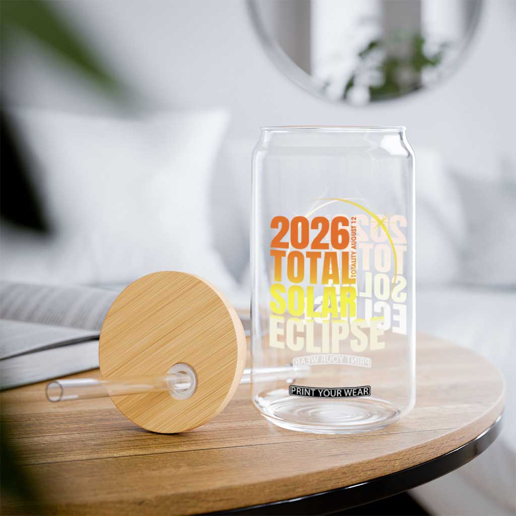 2026 Total Solar Eclipse August 12 Glass Can Totality Modern Space Graphic TS02 Print Your Wear
