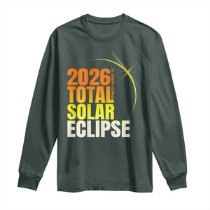2026 Total Solar Eclipse August 12 Long Sleeve Shirt Totality Modern Space Graphic TS02 Dark Forest Green Print Your Wear