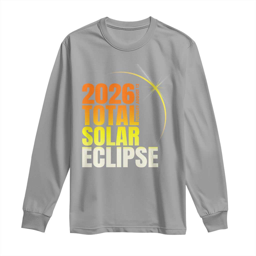 2026 Total Solar Eclipse August 12 Long Sleeve Shirt Totality Modern Space Graphic TS02 Sport Gray Print Your Wear
