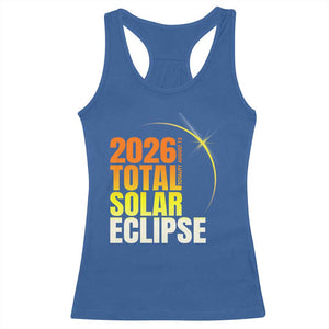 2026 Total Solar Eclipse August 12 Racerback Tank Top Totality Modern Space Graphic TS02 Royal Blue Print Your Wear