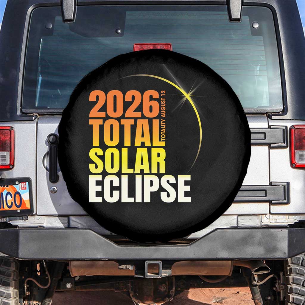 2026 Total Solar Eclipse August 12 Spare Tire Cover Totality Modern Space Graphic TS02 No hole Black Print Your Wear