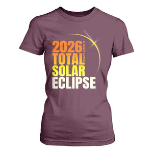 2026 Total Solar Eclipse August 12 T Shirt For Women Totality Modern Space Graphic TS02 Maroon Print Your Wear