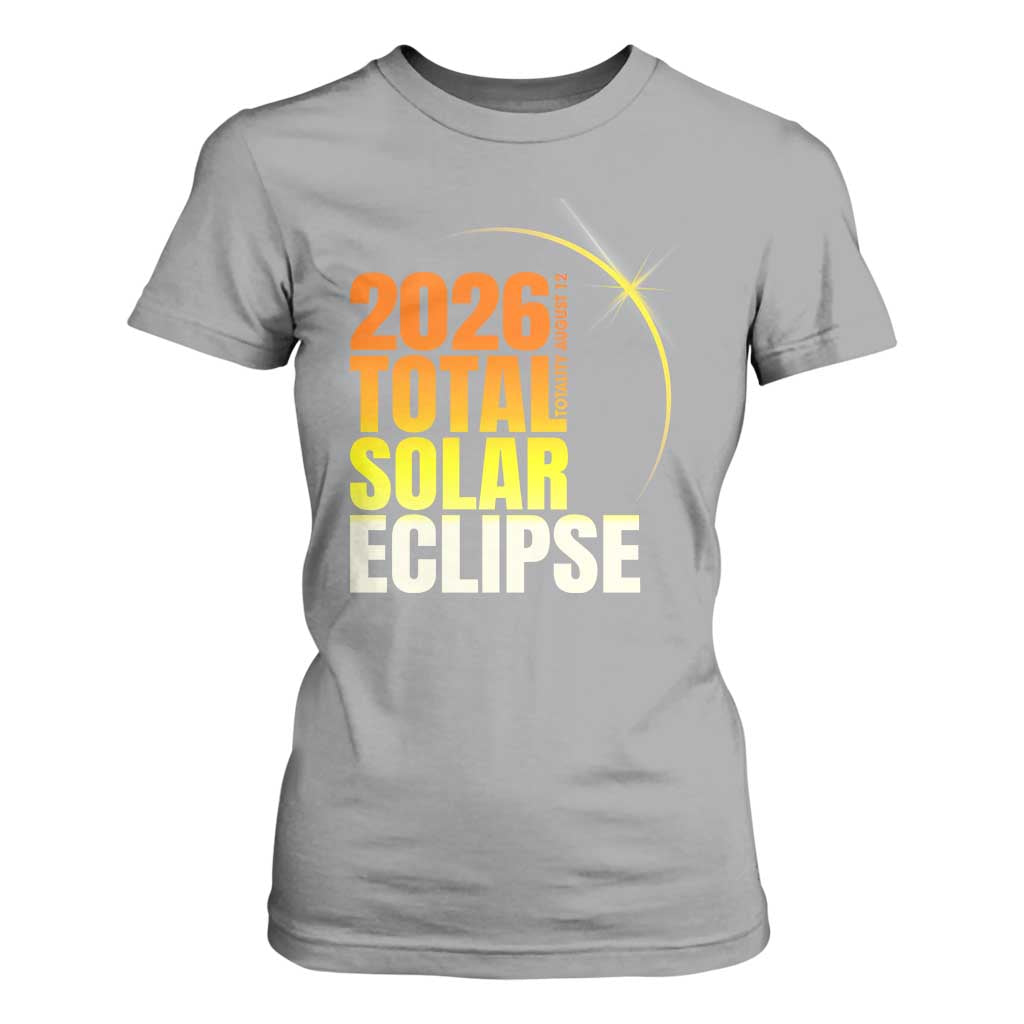 2026 Total Solar Eclipse August 12 T Shirt For Women Totality Modern Space Graphic TS02 Sport Gray Print Your Wear