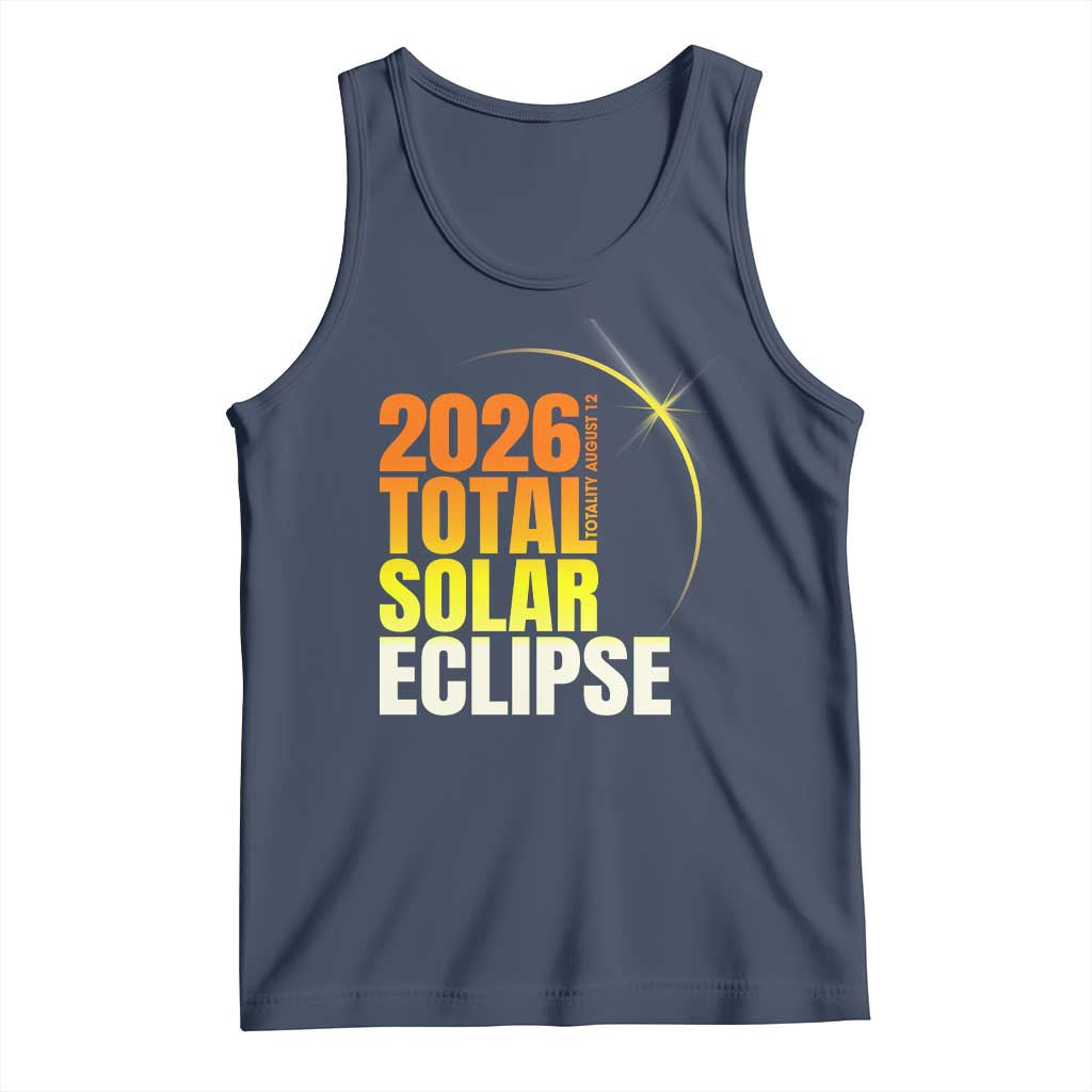 2026 Total Solar Eclipse August 12 Tank Top Totality Modern Space Graphic TS02 Navy Print Your Wear
