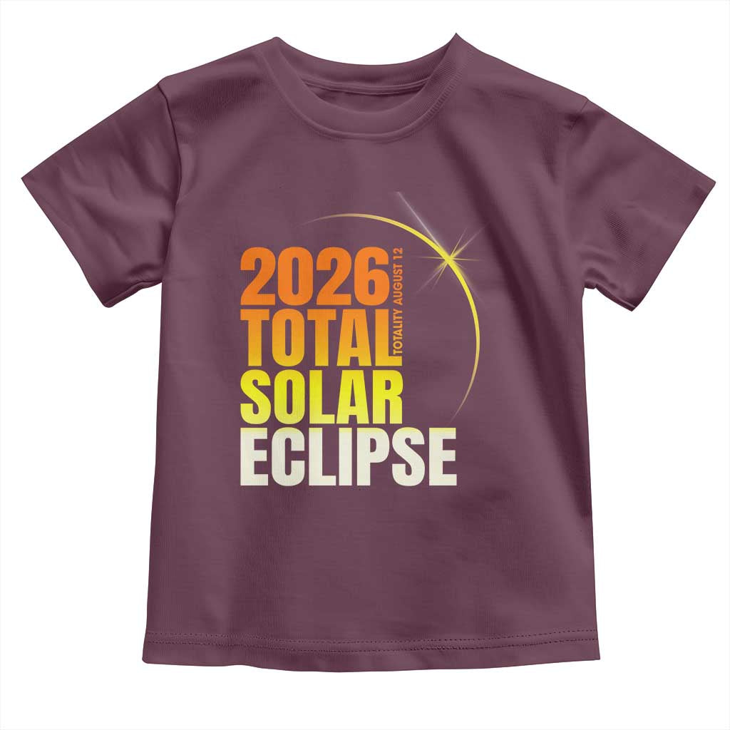 2026 Total Solar Eclipse August 12 Toddler T Shirt Totality Modern Space Graphic TS02 Maroon Print Your Wear