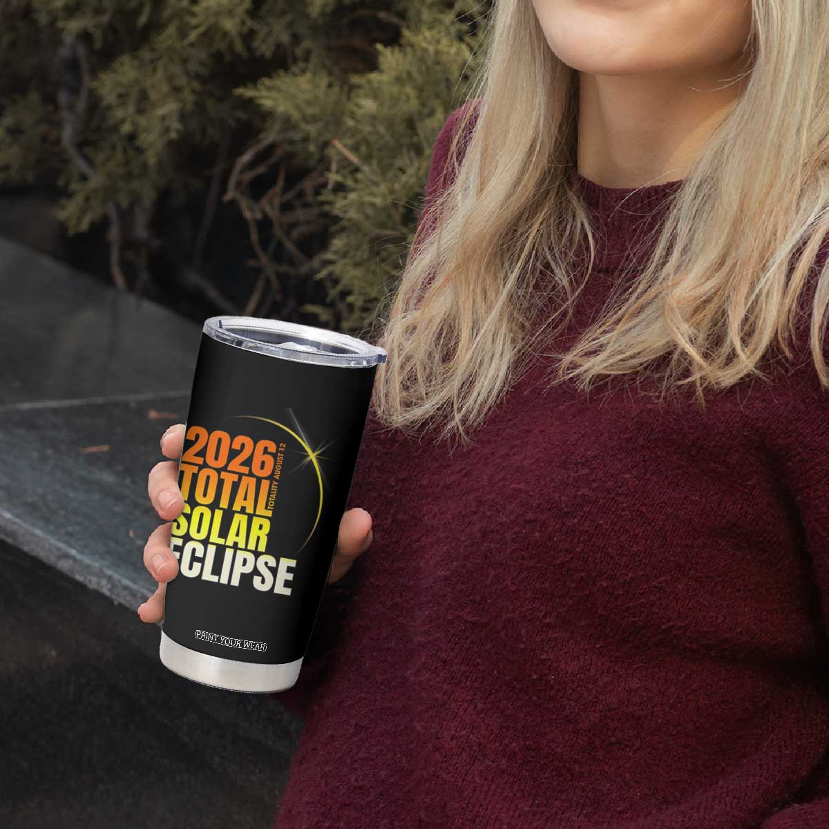 2026 Total Solar Eclipse August 12 Tumbler Cup Totality Modern Space Graphic TS02 Print Your Wear
