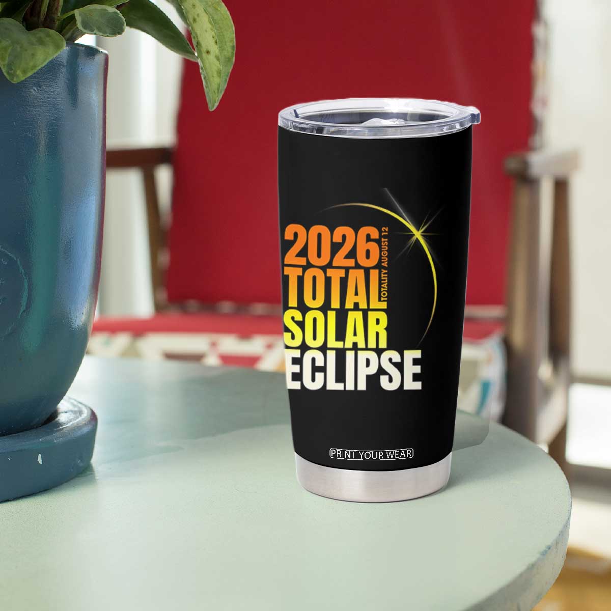2026 Total Solar Eclipse August 12 Tumbler Cup Totality Modern Space Graphic TS02 Print Your Wear