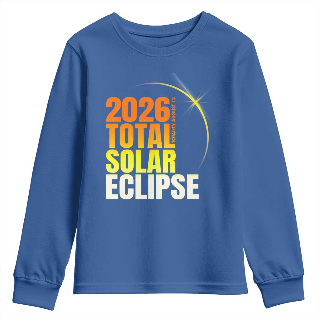2026 Total Solar Eclipse August 12 Youth Sweatshirt Totality Modern Space Graphic TS02 Royal Blue Print Your Wear