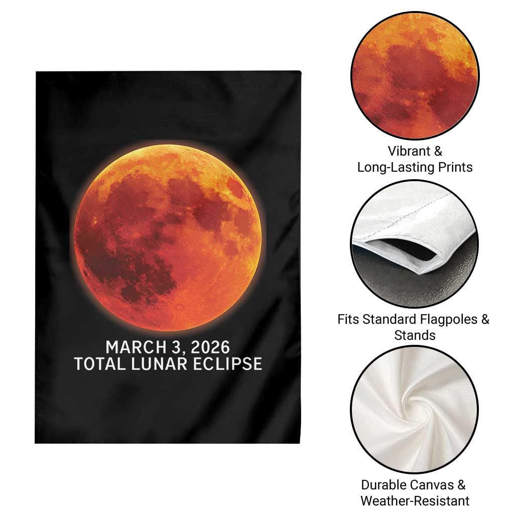 Blood Moon Total Lunar Eclipse March 3 2026 Garden Flag Blood Moon Astronomy Souvenir Graphic TS02 Print Your Wear
