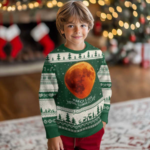 Blood Moon Total Lunar Eclipse March 3 2026 Ugly Christmas Sweater Blood Moon Astronomy Souvenir Graphic TS02 Forest Green Beige Print Your Wear