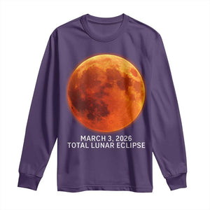 Blood Moon Total Lunar Eclipse March 3 2026 Long Sleeve Shirt Blood Moon Astronomy Souvenir Graphic TS02 Purple Print Your Wear