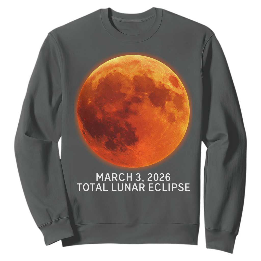 Blood Moon Total Lunar Eclipse March 3 2026 Sweatshirt Blood Moon Astronomy Souvenir Graphic TS02 Dark Heather Print Your Wear