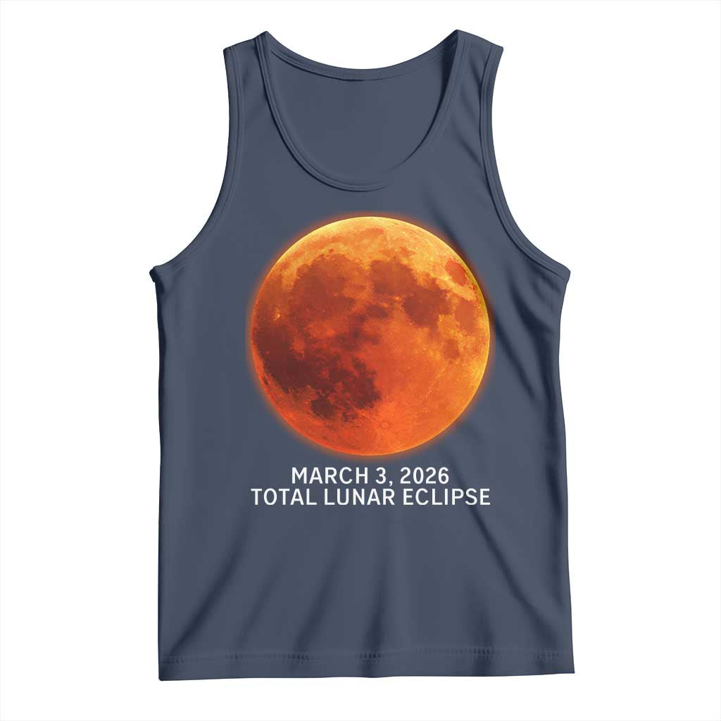Blood Moon Total Lunar Eclipse March 3 2026 Tank Top Blood Moon Astronomy Souvenir Graphic TS02 Navy Print Your Wear