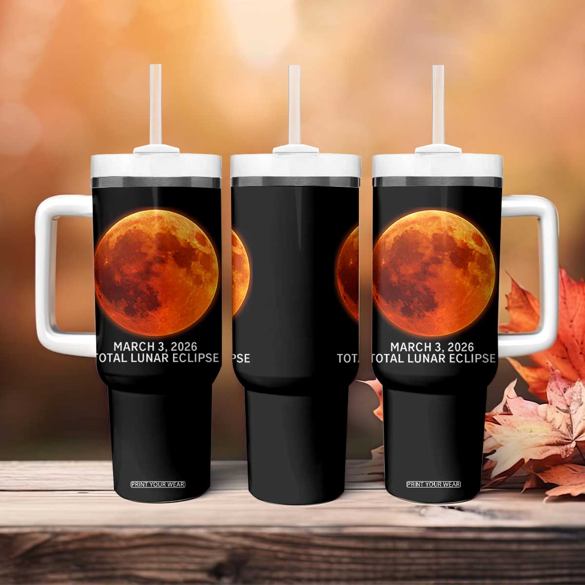 Blood Moon Total Lunar Eclipse March 3 2026 Tumbler With Handle Blood Moon Astronomy Souvenir Graphic TS02 Print Your Wear