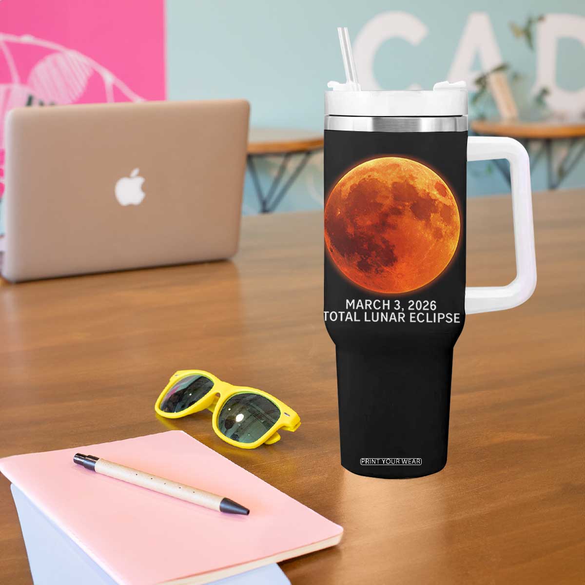 Blood Moon Total Lunar Eclipse March 3 2026 Tumbler With Handle Blood Moon Astronomy Souvenir Graphic TS02 Print Your Wear
