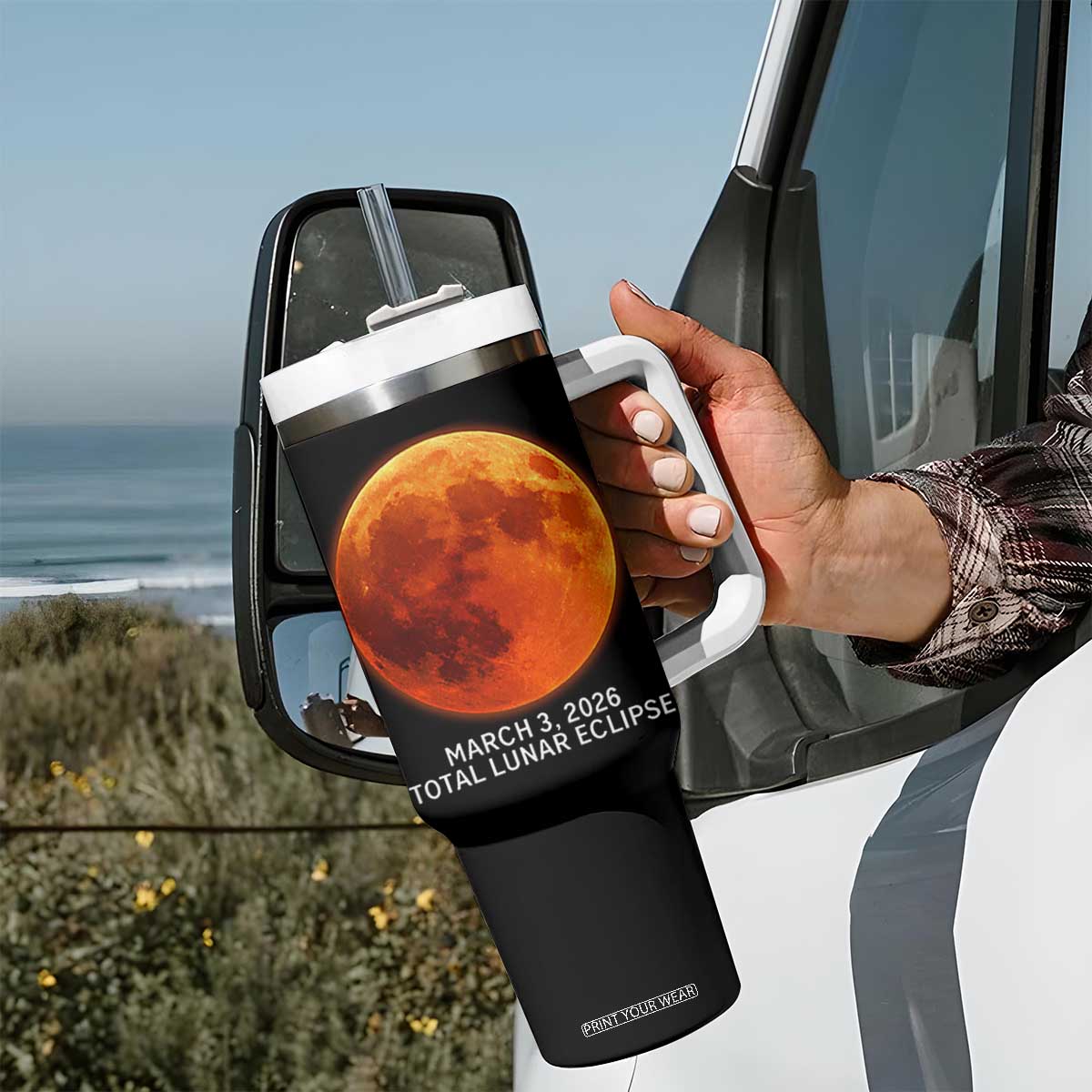 Blood Moon Total Lunar Eclipse March 3 2026 Tumbler With Handle Blood Moon Astronomy Souvenir Graphic TS02 Print Your Wear