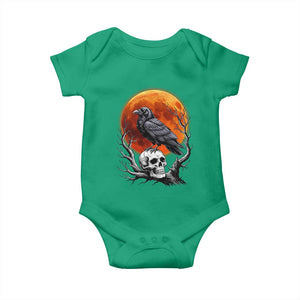 Gothic Raven on Skull Blood Moon Baby Onesie Spooky Halloween Macabre Dark Art Graphic TS02 Irish Green Print Your Wear